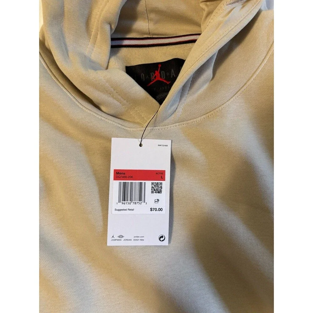 Nike Air Jordan Fleece Pullover Hoodie Tan Beige Mens Large NWT DQ7466-206